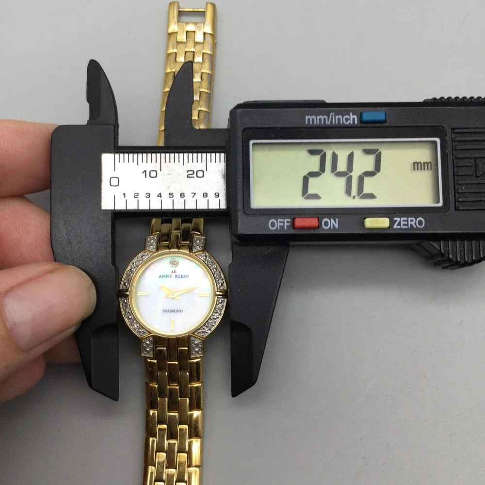 Anne Klein Diamond Womens Watch 24mm MOP Gold Tone Bracelet New Battery 6.25